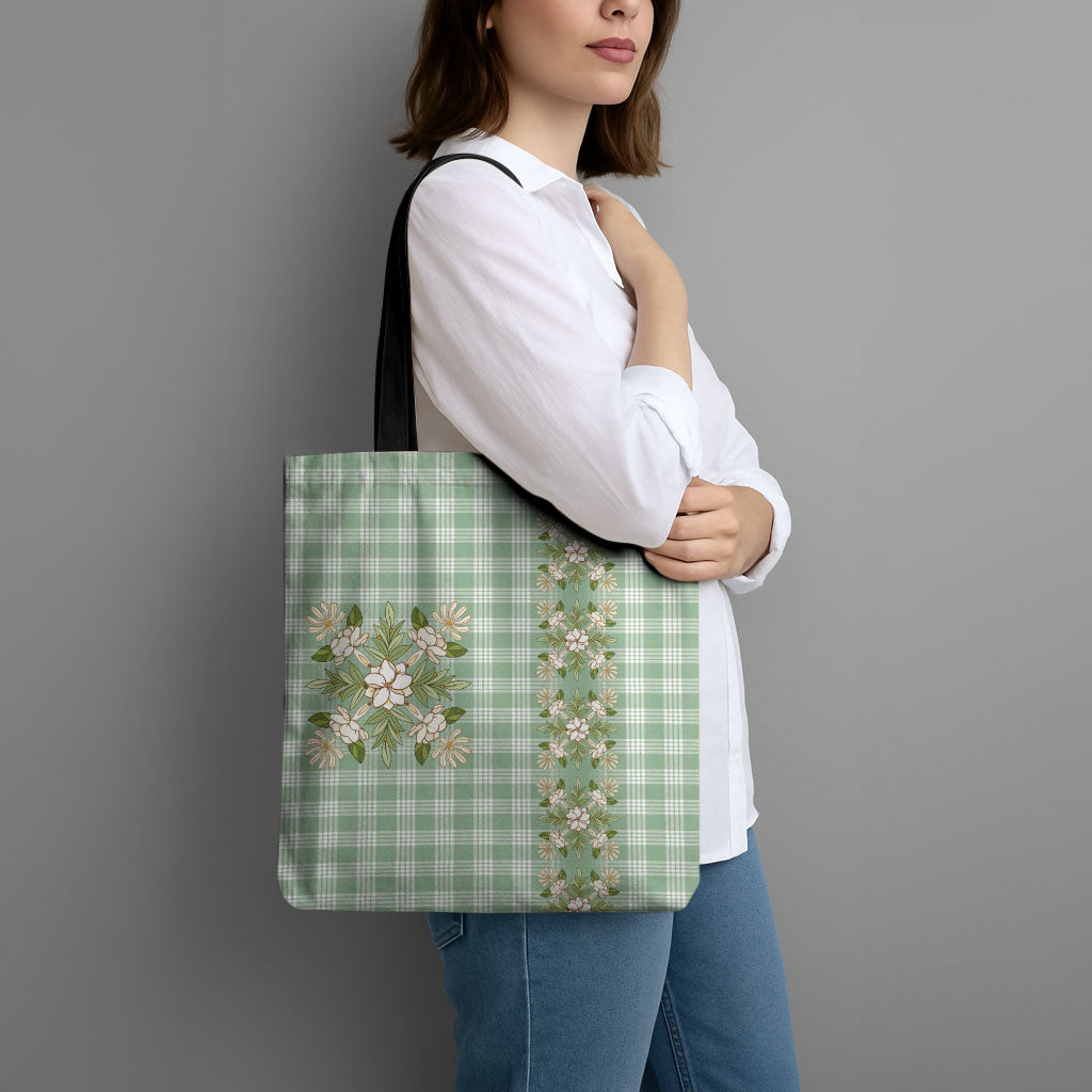 Liko Kukui Hawai'i Palaka Squares Maile Leaf Tote Bag Flowers Hawaiian Quilt Patterns LT9 - Polynesian Pride