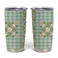 Liko Kukui Hawai'i Palaka Squares Maile Leaf Tumbler Cup Flowers Hawaiian Quilt Patterns LT9 Sage Green - Polynesian Pride