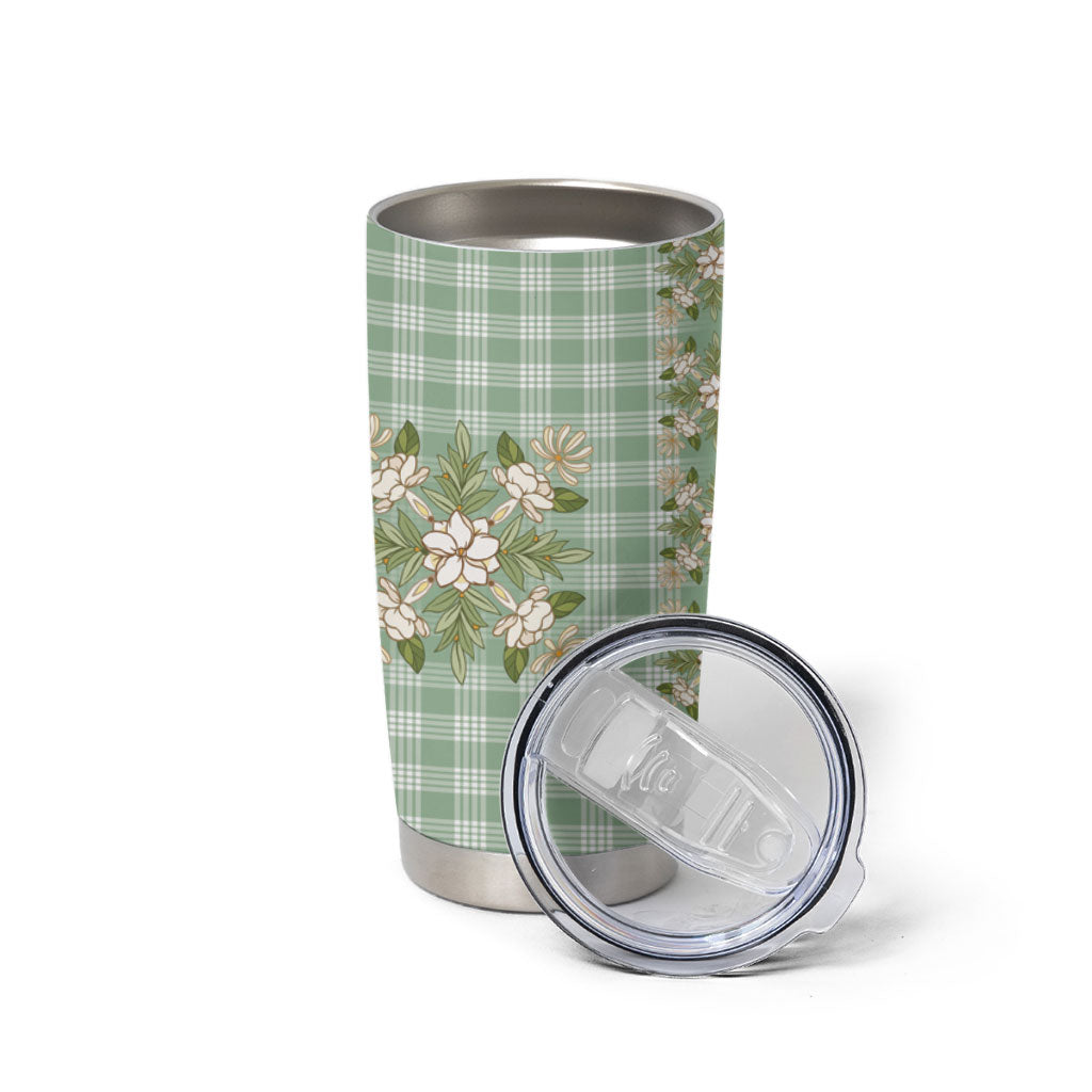 Liko Kukui Hawai'i Palaka Squares Maile Leaf Tumbler Cup Flowers Hawaiian Quilt Patterns LT9 - Polynesian Pride