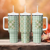 Liko Kukui Hawai'i Palaka Squares Maile Leaf Tumbler With Handle Flowers Hawaiian Quilt Patterns LT9 - Polynesian Pride
