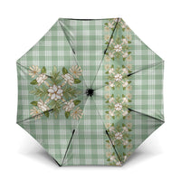 Liko Kukui Hawai'i Palaka Squares Maile Leaf Umbrella Flowers Hawaiian Quilt Patterns LT9 One Size Folded 11.42 inch Opened Diameter 37.4 inch Sage Green - Polynesian Pride