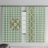 Liko Kukui Hawai'i Palaka Squares Maile Leaf Window Curtain Flowers Hawaiian Quilt Patterns LT9 With Hooks Sage Green - Polynesian Pride