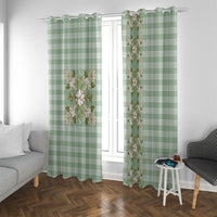 Liko Kukui Hawai'i Palaka Squares Maile Leaf Window Curtain Flowers Hawaiian Quilt Patterns LT9 With Grommets Sage Green - Polynesian Pride