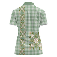 Liko Kukui Hawai'i Palaka Squares Maile Leaf Women Polo Shirt Flowers Hawaiian Quilt Patterns LT9 - Polynesian Pride