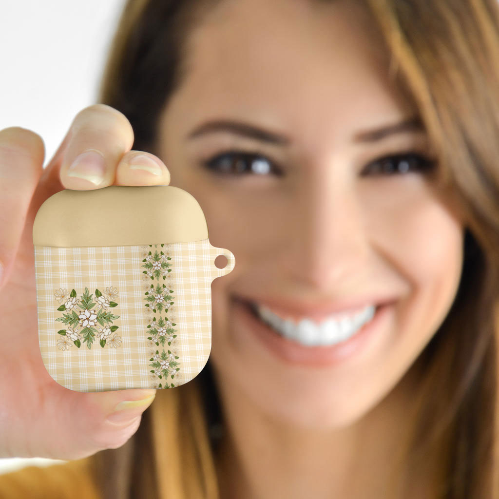 Melemele Ahiahia Hawai'i Palaka Squares Maile Leaf AirPods Case Flowers Hawaiian Quilt Patterns LT9 - Polynesian Pride