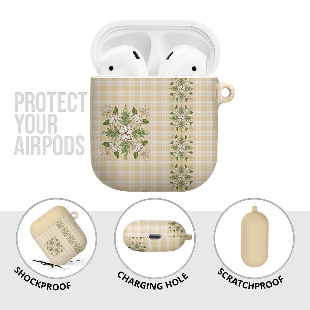Melemele Ahiahia Hawai'i Palaka Squares Maile Leaf AirPods Case Flowers Hawaiian Quilt Patterns LT9 - Polynesian Pride