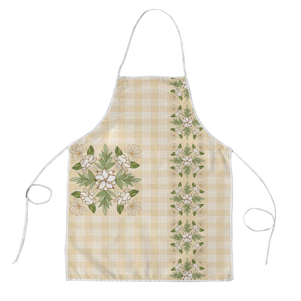 Melemele Ahiahia Hawai'i Palaka Squares Maile Leaf Apron Flowers Hawaiian Quilt Patterns LT9 Pastel Yellow - Polynesian Pride