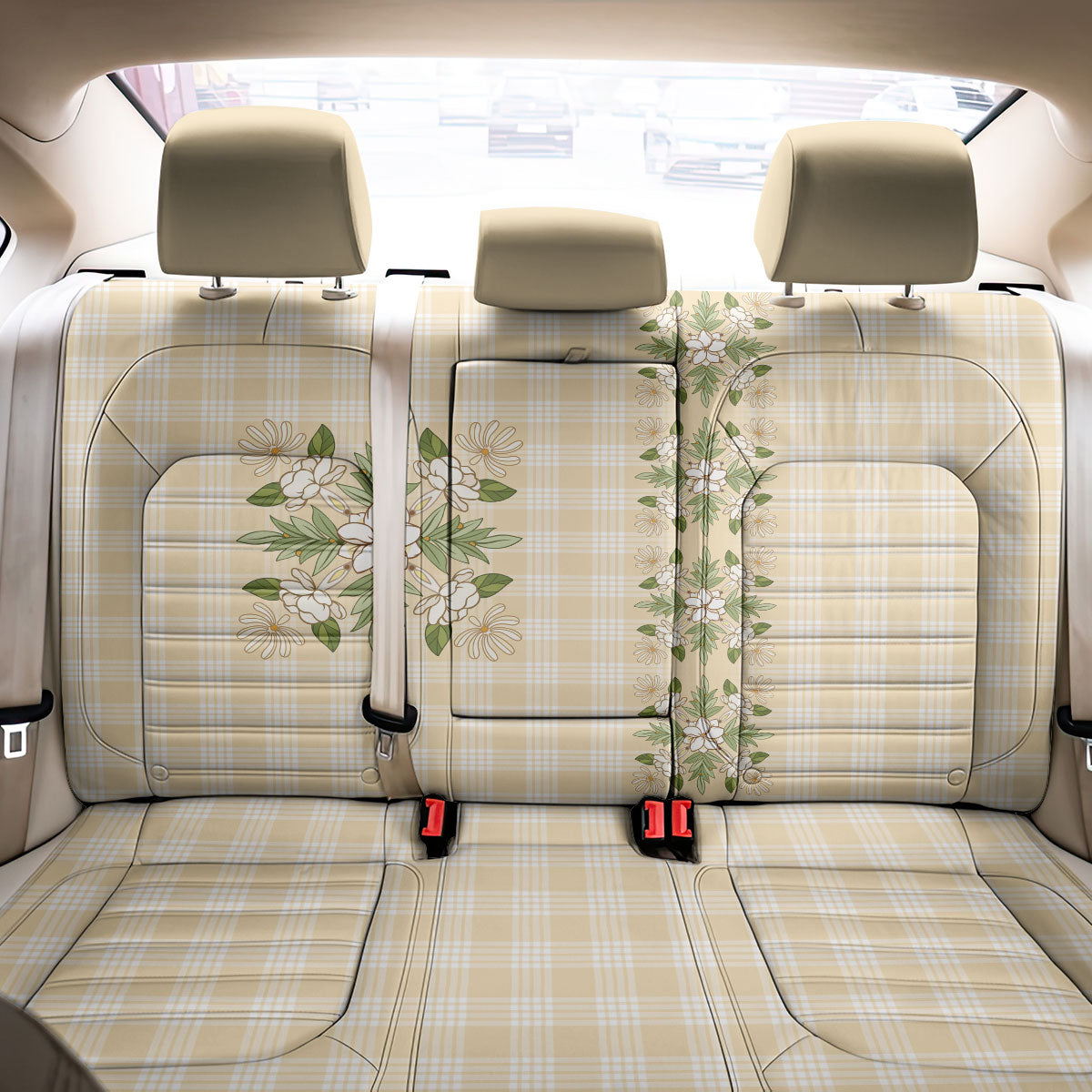 Melemele Ahiahia Hawai'i Palaka Squares Maile Leaf Back Car Seat Cover Flowers Hawaiian Quilt Patterns LT9 - Polynesian Pride