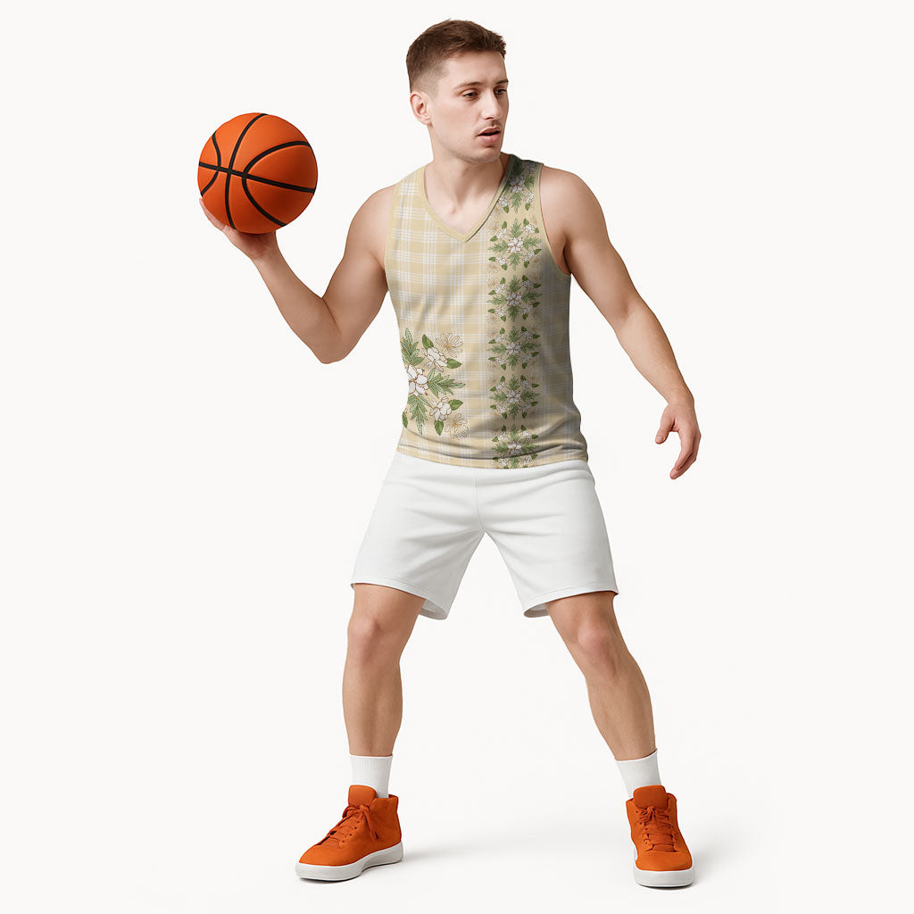 Melemele Ahiahia Hawai'i Palaka Squares Maile Leaf Basketball Jersey Flowers Hawaiian Quilt Patterns LT9 - Polynesian Pride