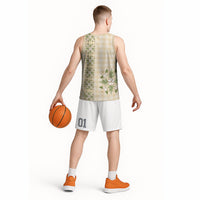 Melemele Ahiahia Hawai'i Palaka Squares Maile Leaf Basketball Jersey Flowers Hawaiian Quilt Patterns LT9 - Polynesian Pride