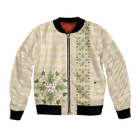 Melemele Ahiahia Hawai'i Palaka Squares Maile Leaf Bomber Jacket Flowers Hawaiian Quilt Patterns LT9 Unisex Pastel Yellow - Polynesian Pride