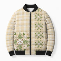 Melemele Ahiahia Hawai'i Palaka Squares Maile Leaf Bomber Puffer Jacket Flowers Hawaiian Quilt Patterns LT9 Unisex Pastel Yellow - Polynesian Pride