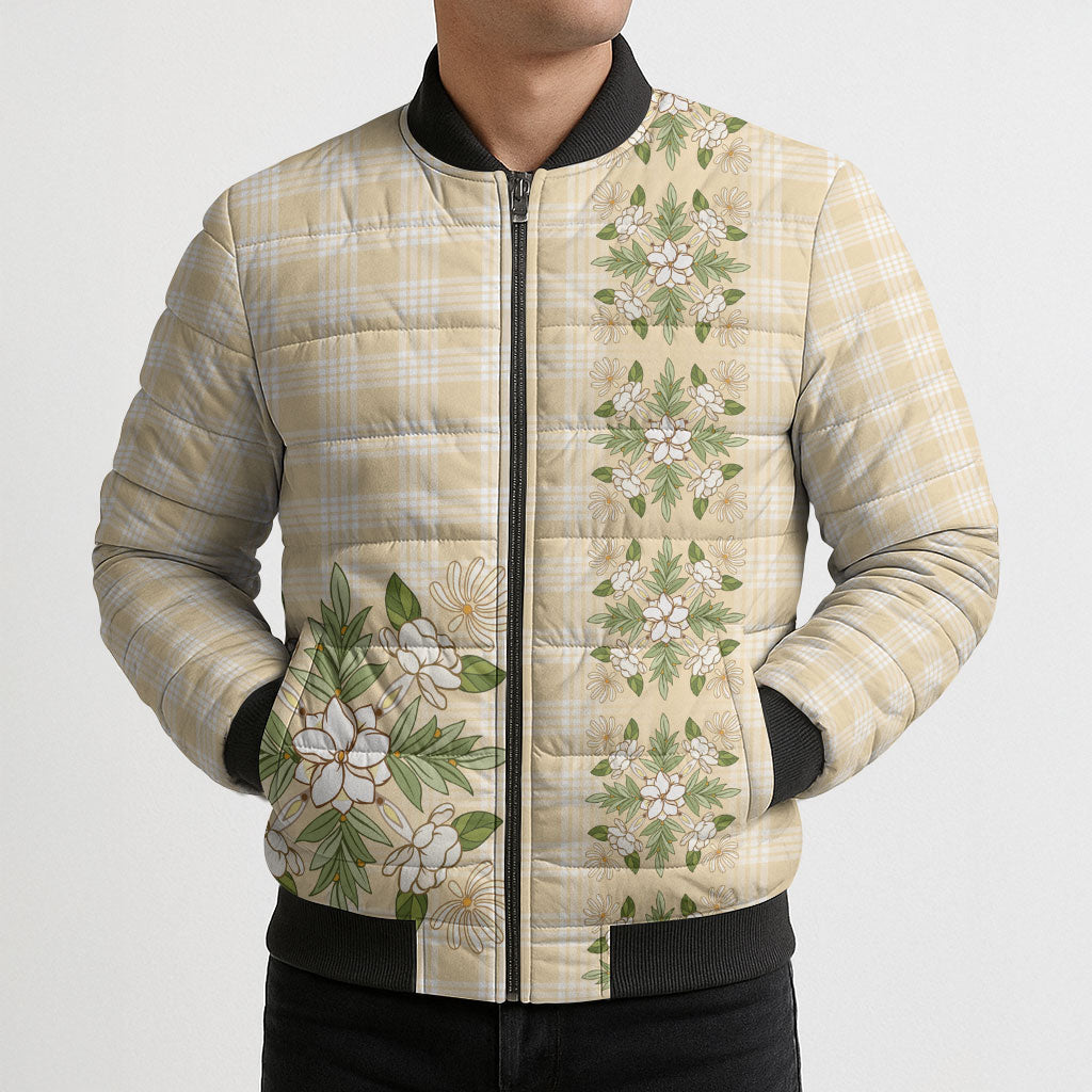 Melemele Ahiahia Hawai'i Palaka Squares Maile Leaf Bomber Puffer Jacket Flowers Hawaiian Quilt Patterns LT9 - Polynesian Pride