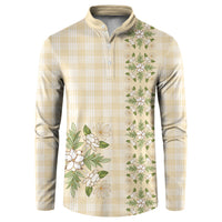 Melemele Ahiahia Hawai'i Palaka Squares Maile Leaf Button Sweatshirt Flowers Hawaiian Quilt Patterns LT9 Pastel Yellow - Polynesian Pride