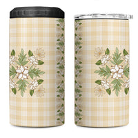 Melemele Ahiahia Hawai'i Palaka Squares Maile Leaf 4 in 1 Can Cooler Tumbler Flowers Hawaiian Quilt Patterns LT9 One Size: 16 oz Pastel Yellow - Polynesian Pride
