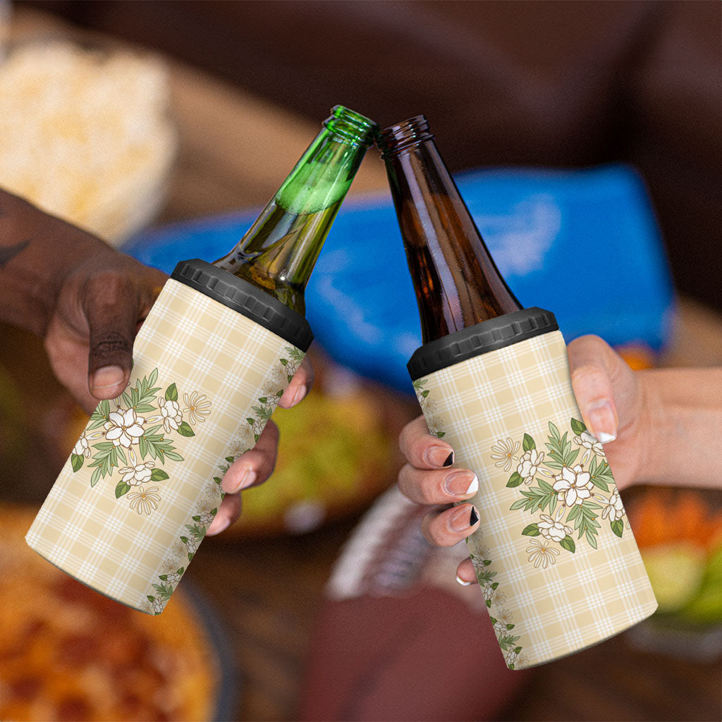 Melemele Ahiahia Hawai'i Palaka Squares Maile Leaf 4 in 1 Can Cooler Tumbler Flowers Hawaiian Quilt Patterns LT9 - Polynesian Pride