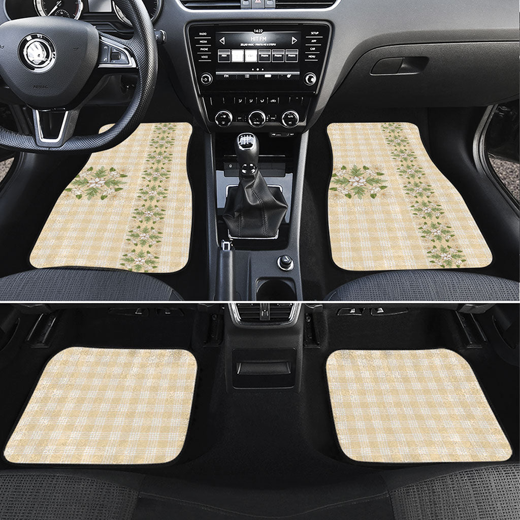 Melemele Ahiahia Hawai'i Palaka Squares Maile Leaf Car Mats Flowers Hawaiian Quilt Patterns LT9 Set 4pcs Pastel Yellow - Polynesian Pride