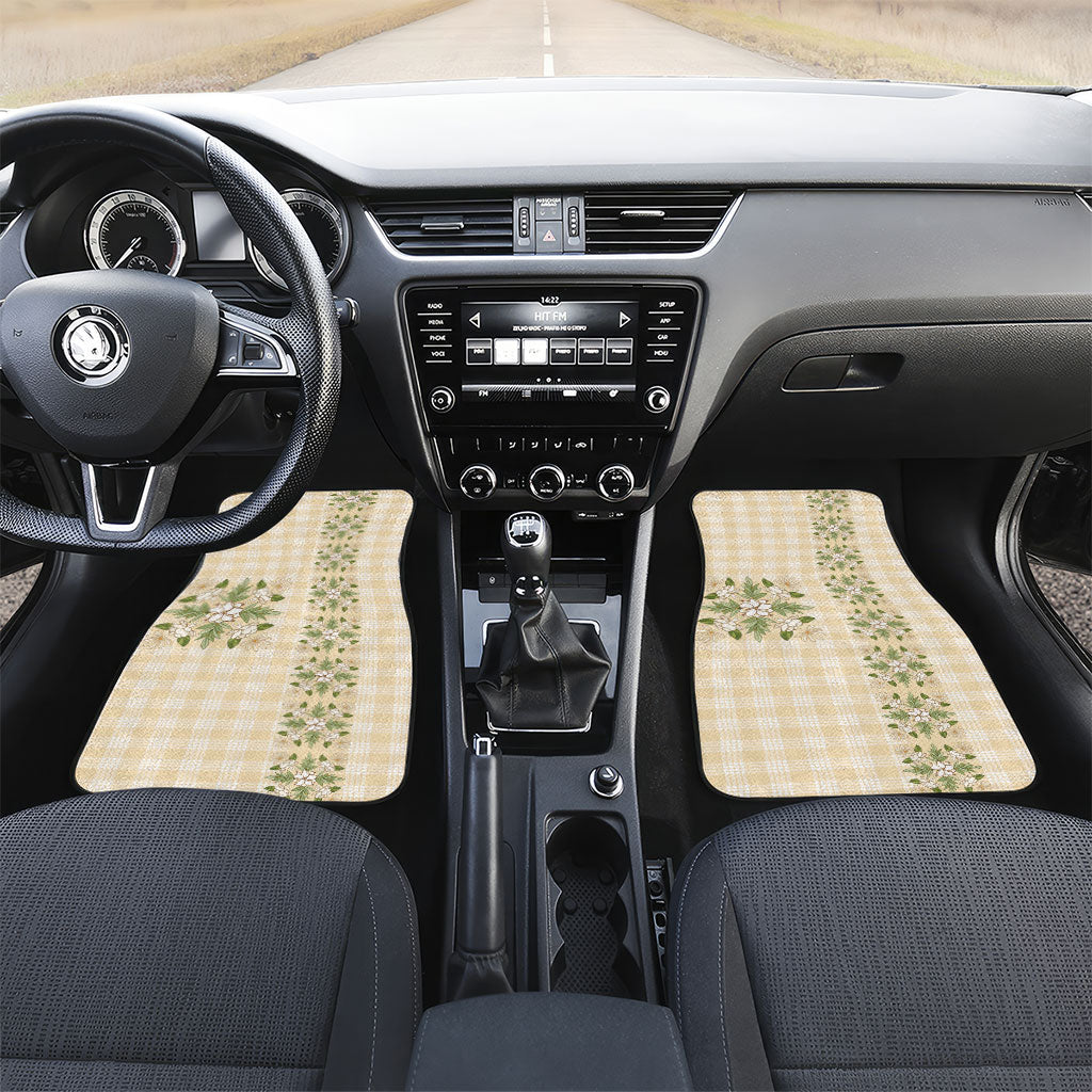 Melemele Ahiahia Hawai'i Palaka Squares Maile Leaf Car Mats Flowers Hawaiian Quilt Patterns LT9 Set 2pcs - Front Pastel Yellow - Polynesian Pride