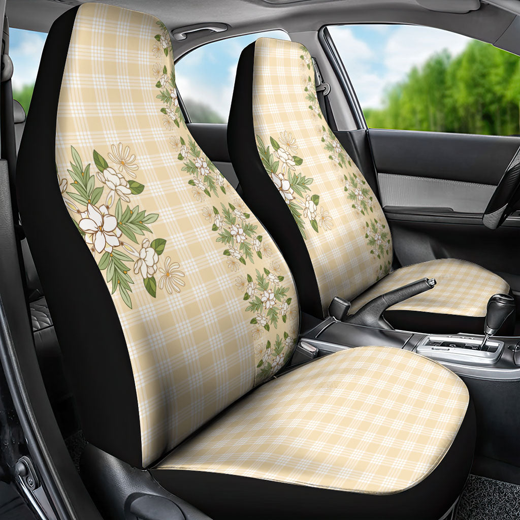 Melemele Ahiahia Hawai'i Palaka Squares Maile Leaf Car Seat Cover Flowers Hawaiian Quilt Patterns LT9 - Polynesian Pride