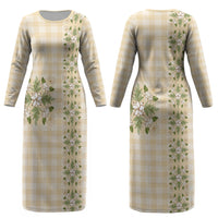 Melemele Ahiahia Hawai'i Palaka Squares Maile Leaf Couples Matching Long Sleeve Bodycon Dress and Long Sleeve Button Shirt Flowers Hawaiian Quilt Patterns LT9 - Polynesian Pride
