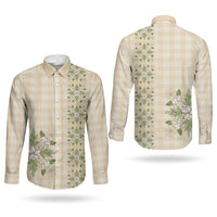 Melemele Ahiahia Hawai'i Palaka Squares Maile Leaf Couples Matching Off Shoulder Maxi Dress and Long Sleeve Button Shirt Flowers Hawaiian Quilt Patterns LT9 - Polynesian Pride