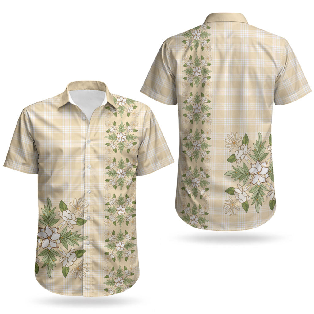 Melemele Ahiahia Hawai'i Palaka Squares Maile Leaf Couples Matching Summer Maxi Dress and Hawaiian Shirt Flowers Hawaiian Quilt Patterns LT9 - Polynesian Pride