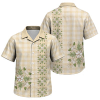 Melemele Ahiahia Hawai'i Palaka Squares Maile Leaf Family Matching Short Sleeve Bodycon Dress and Hawaiian Shirt Flowers Hawaiian Quilt Patterns LT9 Son's Shirt Pastel Yellow - Polynesian Pride