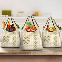 Melemele Ahiahia Hawai'i Palaka Squares Maile Leaf Grocery Bag Flowers Hawaiian Quilt Patterns LT9 3-pack One Size Pastel Yellow - Polynesian Pride