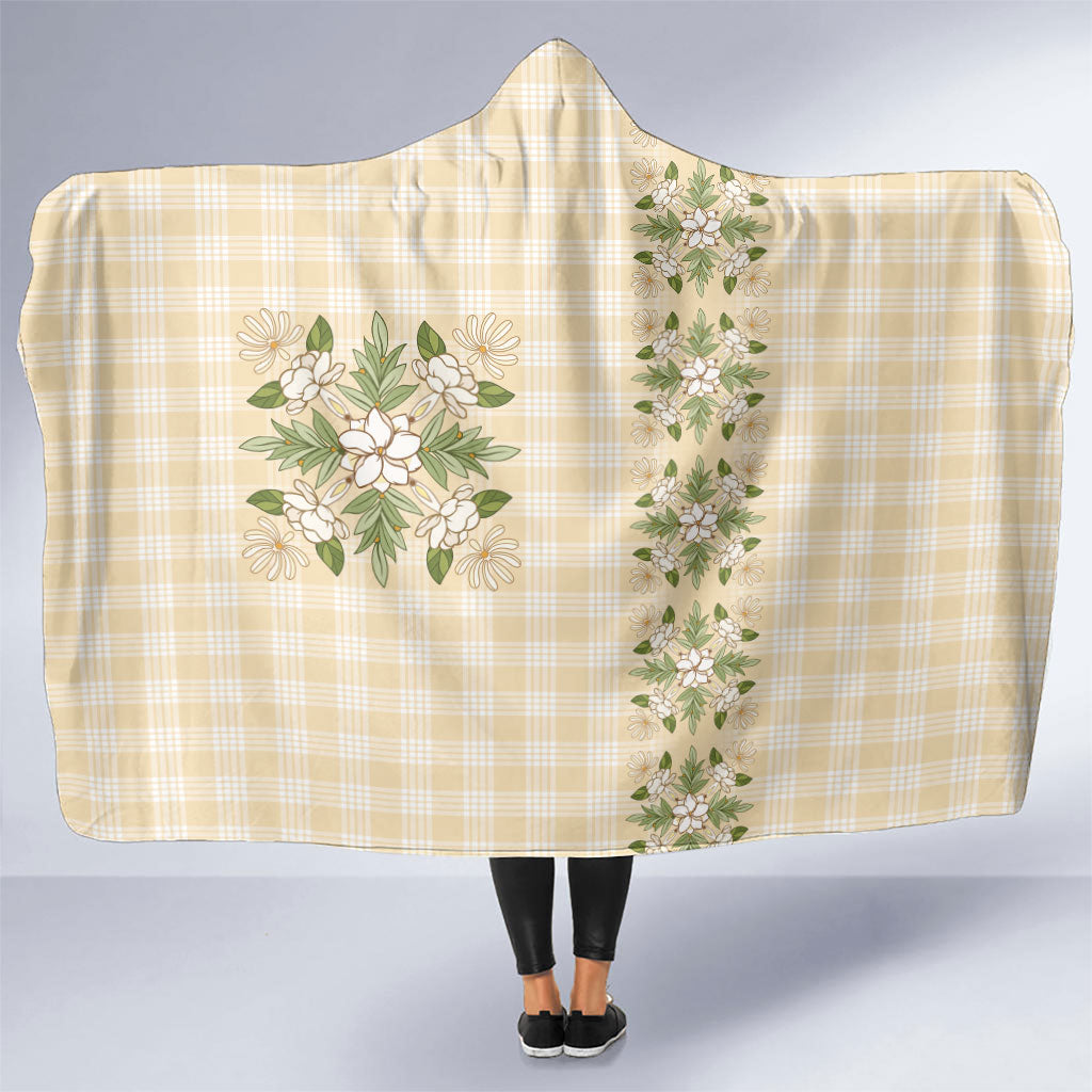 Melemele Ahiahia Hawai'i Palaka Squares Maile Leaf Hooded Blanket Flowers Hawaiian Quilt Patterns LT9 One Size Pastel Yellow - Polynesian Pride