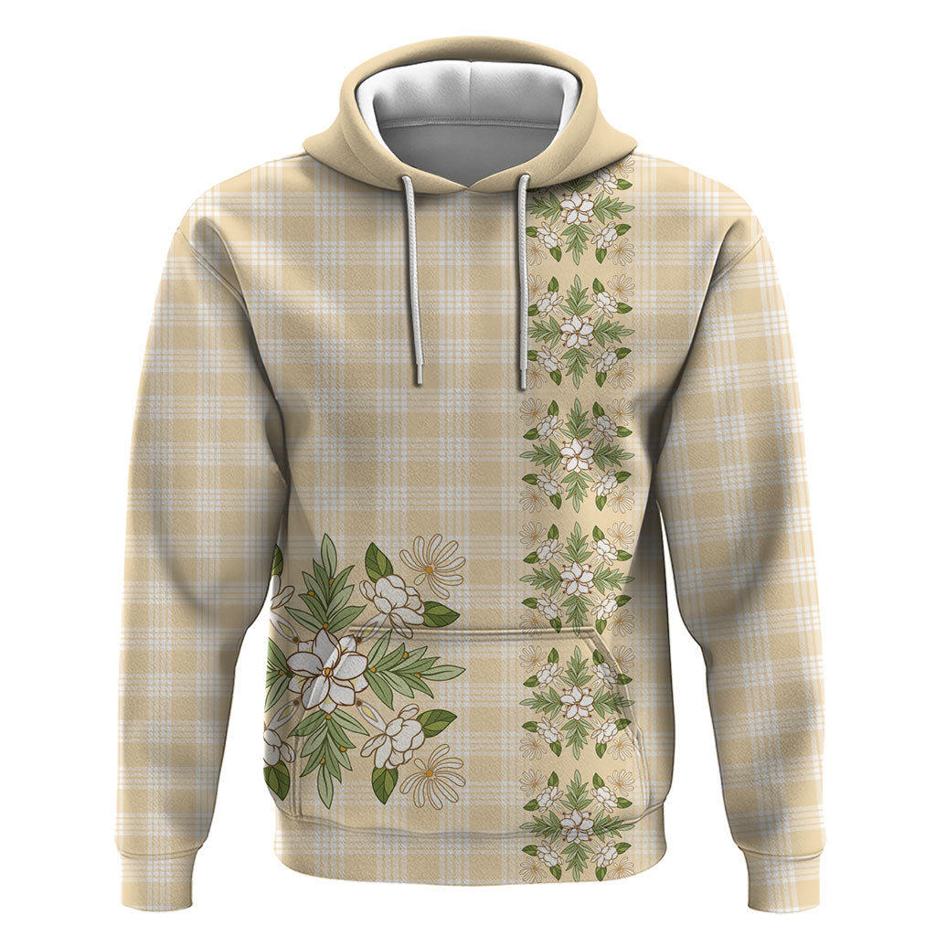 Melemele Ahiahia Hawai'i Palaka Squares Maile Leaf Hoodie Flowers Hawaiian Quilt Patterns LT9 Pullover Hoodie Pastel Yellow - Polynesian Pride