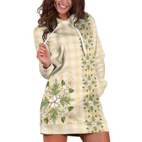 Melemele Ahiahia Hawai'i Palaka Squares Maile Leaf Hoodie Dress Flowers Hawaiian Quilt Patterns LT9 Pastel Yellow - Polynesian Pride