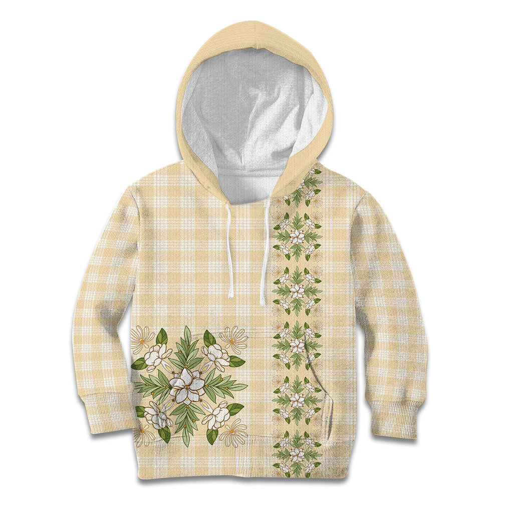 Melemele Ahiahia Hawai'i Palaka Squares Maile Leaf Kid Hoodie Flowers Hawaiian Quilt Patterns LT9 Hoodie Pastel Yellow - Polynesian Pride