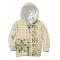 Melemele Ahiahia Hawai'i Palaka Squares Maile Leaf Kid Hoodie Flowers Hawaiian Quilt Patterns LT9 Zip Hoodie Pastel Yellow - Polynesian Pride