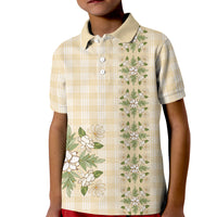 Melemele Ahiahia Hawai'i Palaka Squares Maile Leaf Kid Polo Shirt Flowers Hawaiian Quilt Patterns LT9 Kid Pastel Yellow - Polynesian Pride
