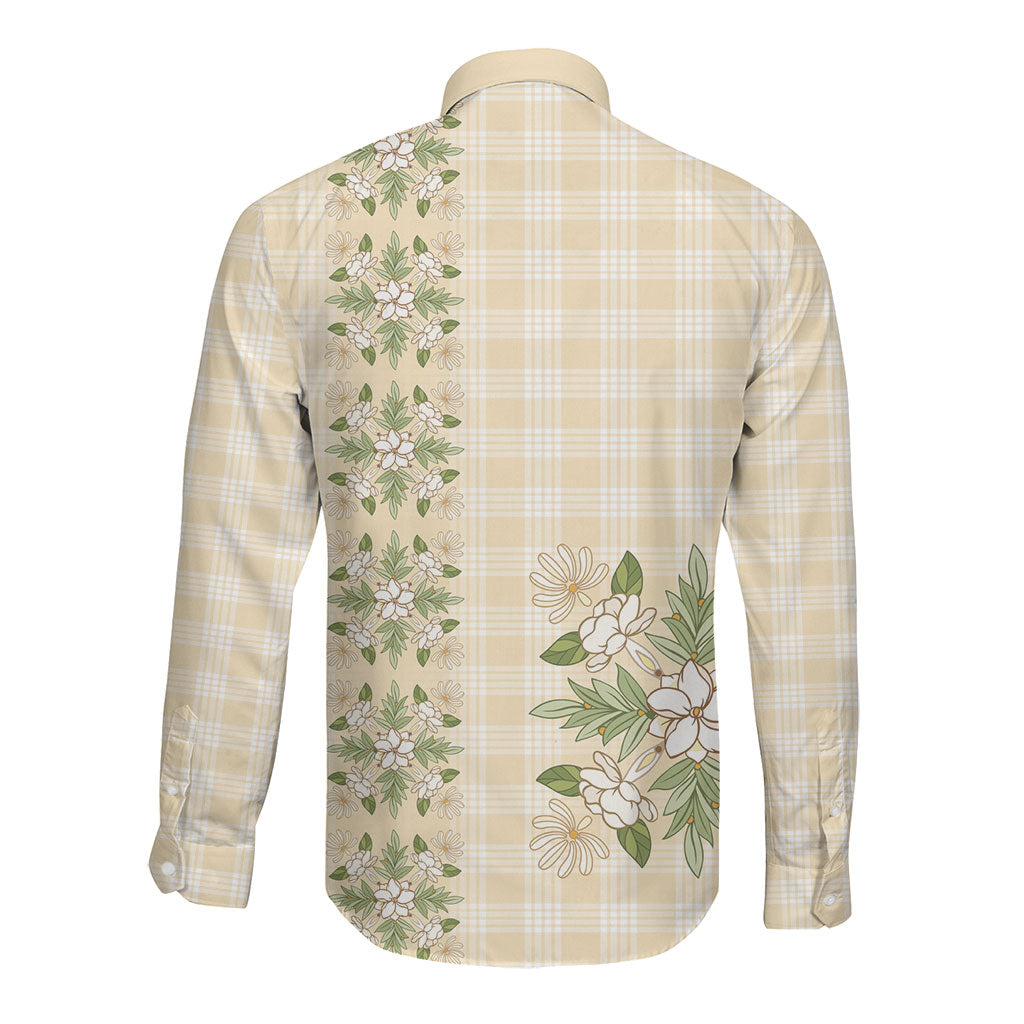 Melemele Ahiahia Hawai'i Palaka Squares Maile Leaf Long Sleeve Button Shirt Flowers Hawaiian Quilt Patterns LT9 - Polynesian Pride