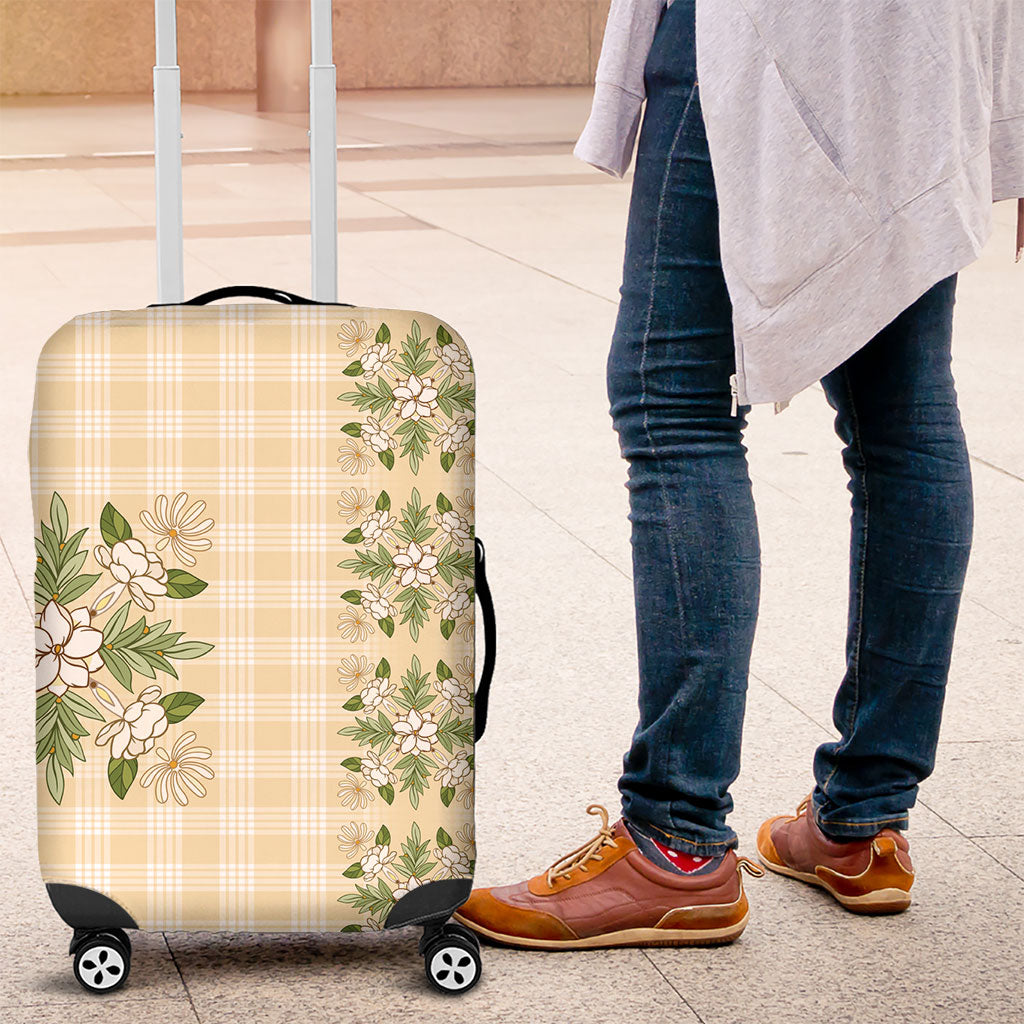 Melemele Ahiahia Hawai'i Palaka Squares Maile Leaf Luggage Cover Flowers Hawaiian Quilt Patterns LT9 Pastel Yellow - Polynesian Pride