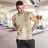 Melemele Ahiahia Hawai'i Palaka Squares Maile Leaf Men Tank Top Flowers Hawaiian Quilt Patterns LT9 Pastel Yellow - Polynesian Pride