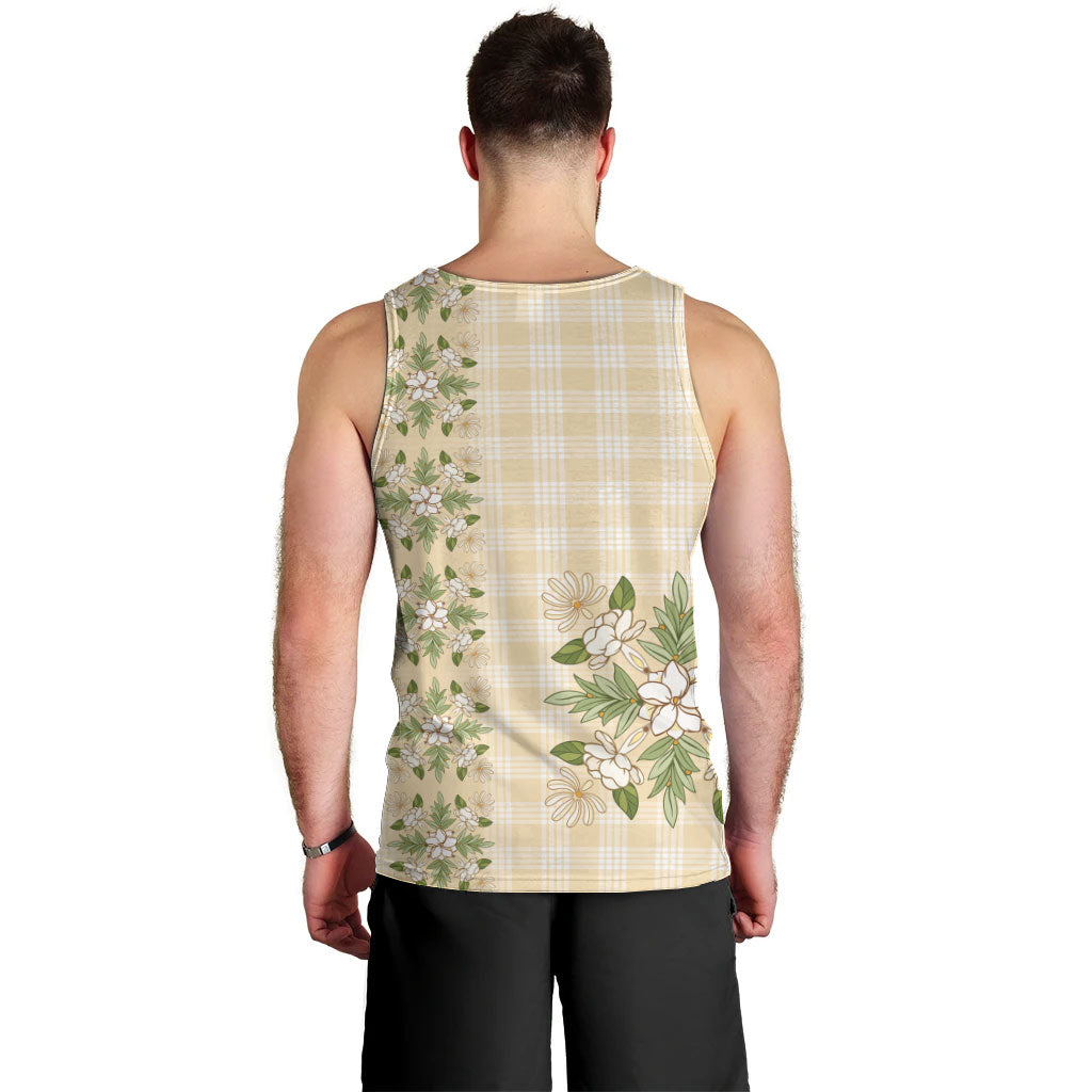 Melemele Ahiahia Hawai'i Palaka Squares Maile Leaf Men Tank Top Flowers Hawaiian Quilt Patterns LT9 - Polynesian Pride