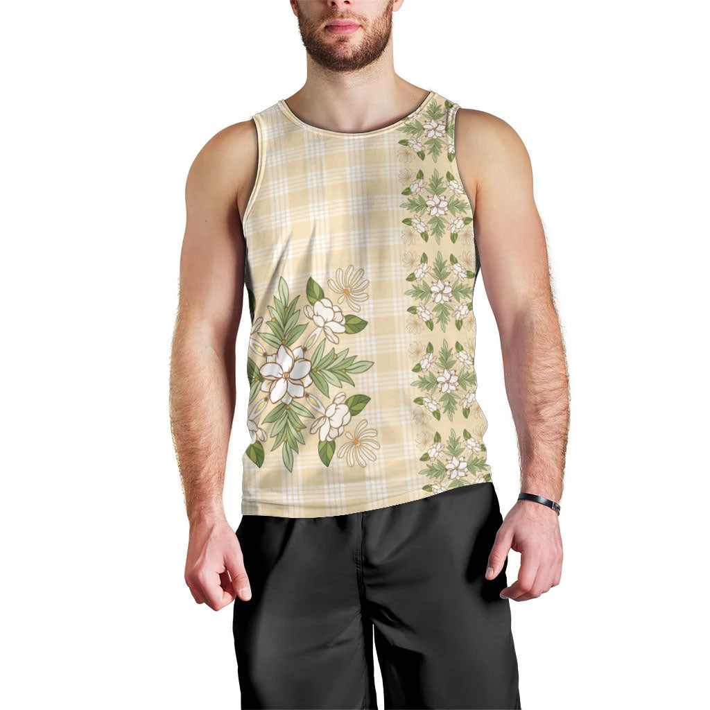 Melemele Ahiahia Hawai'i Palaka Squares Maile Leaf Men Tank Top Flowers Hawaiian Quilt Patterns LT9 - Polynesian Pride