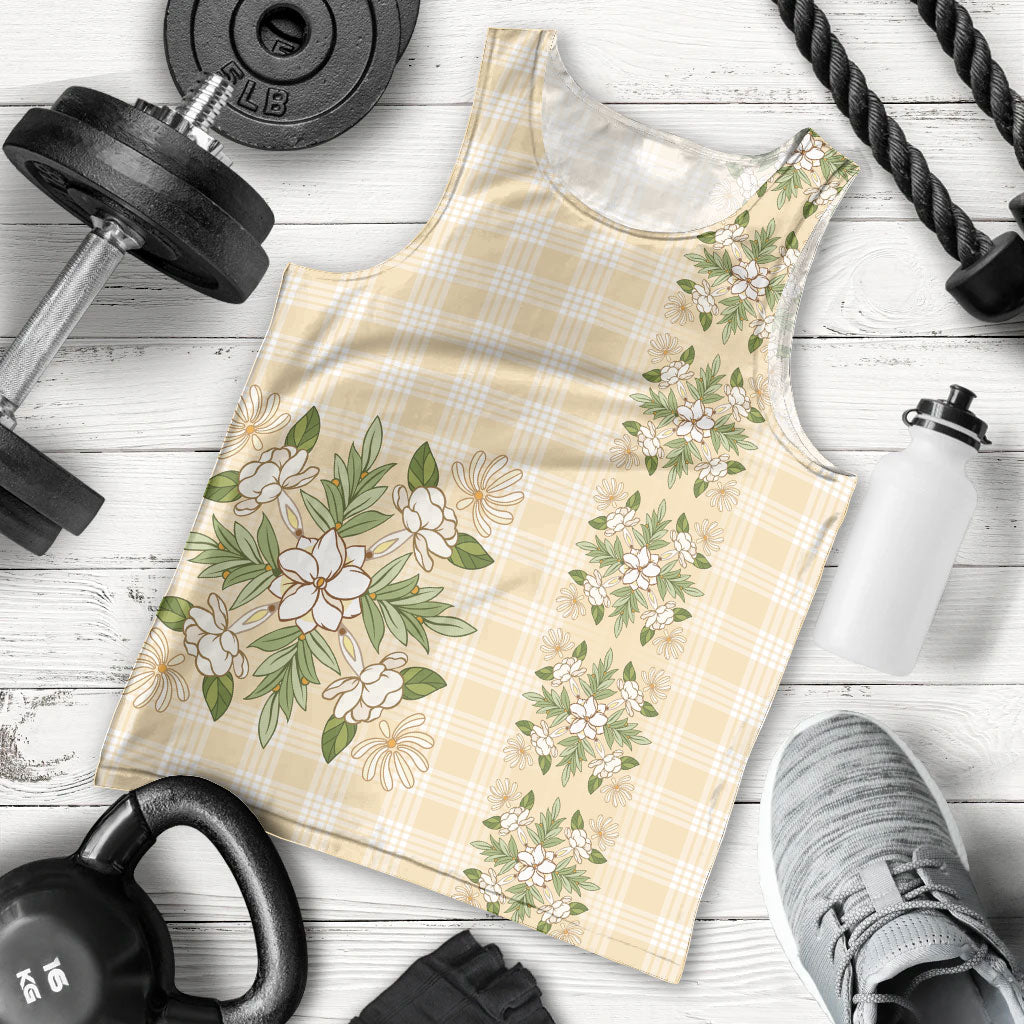 Melemele Ahiahia Hawai'i Palaka Squares Maile Leaf Men Tank Top Flowers Hawaiian Quilt Patterns LT9 - Polynesian Pride