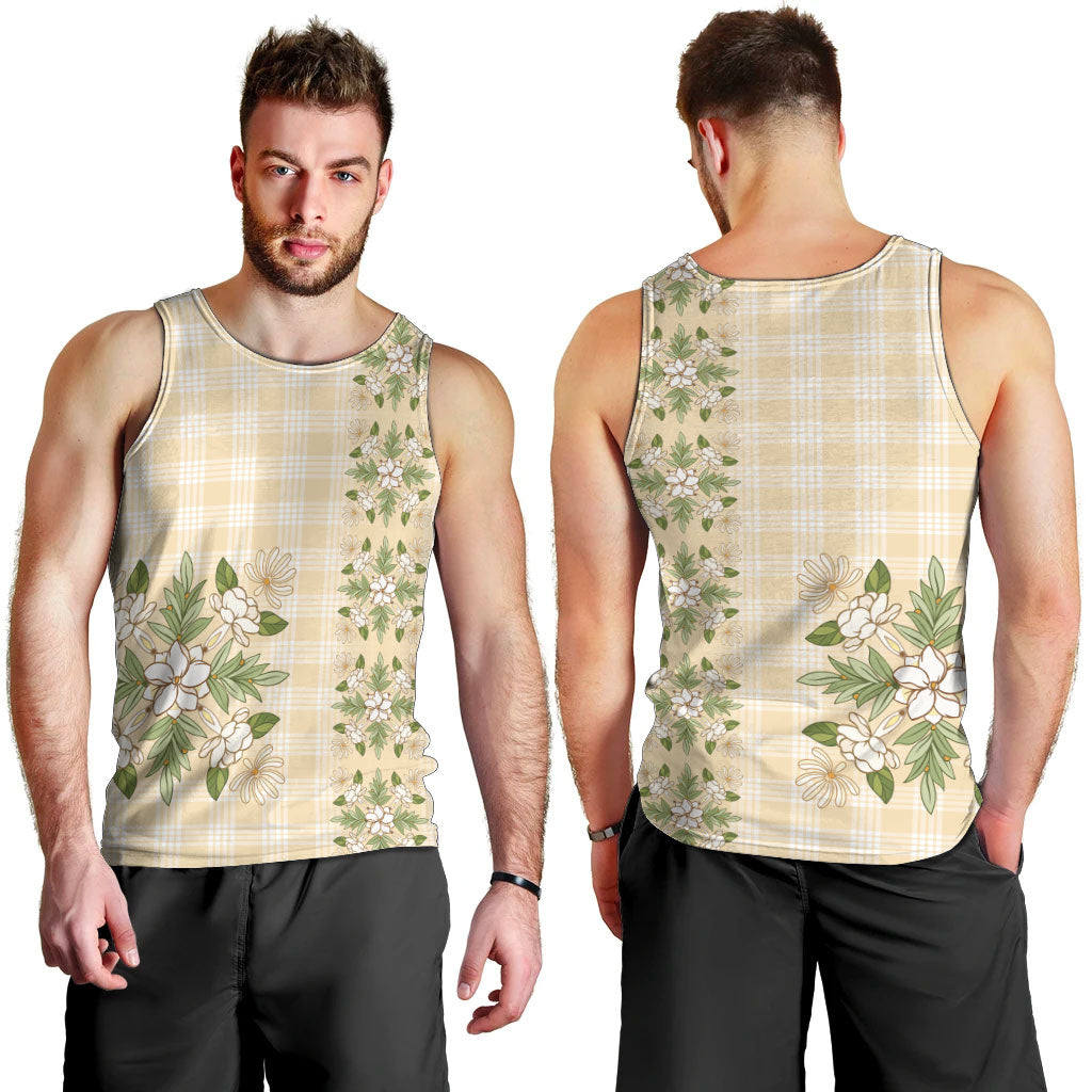 Melemele Ahiahia Hawai'i Palaka Squares Maile Leaf Men Tank Top Flowers Hawaiian Quilt Patterns LT9 - Polynesian Pride