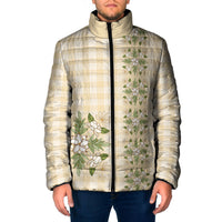 Melemele Ahiahia Hawai'i Palaka Squares Maile Leaf Padded Jacket Flowers Hawaiian Quilt Patterns LT9 Men Pastel Yellow - Polynesian Pride