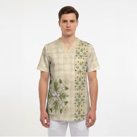 Melemele Ahiahia Hawai'i Palaka Squares Maile Leaf Scrub Top Flowers Hawaiian Quilt Patterns LT9 - Polynesian Pride