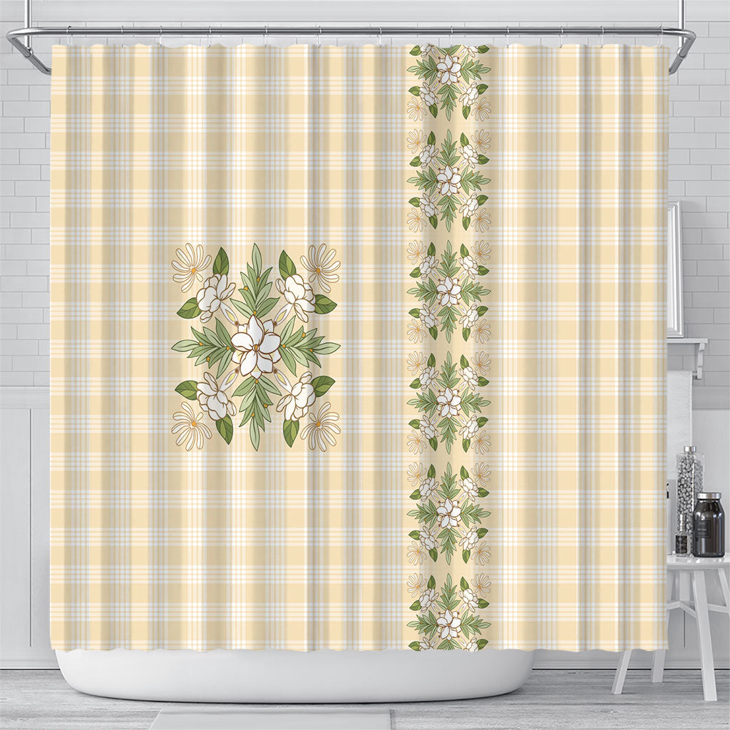 Melemele Ahiahia Hawai'i Palaka Squares Maile Leaf Shower Curtain Flowers Hawaiian Quilt Patterns LT9 - Polynesian Pride
