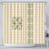 Melemele Ahiahia Hawai'i Palaka Squares Maile Leaf Shower Curtain Flowers Hawaiian Quilt Patterns LT9 - Polynesian Pride