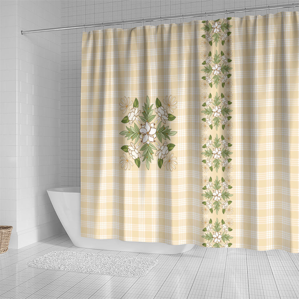 Melemele Ahiahia Hawai'i Palaka Squares Maile Leaf Shower Curtain Flowers Hawaiian Quilt Patterns LT9 - Polynesian Pride