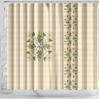 Melemele Ahiahia Hawai'i Palaka Squares Maile Leaf Shower Curtain Flowers Hawaiian Quilt Patterns LT9 - Polynesian Pride