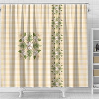 Melemele Ahiahia Hawai'i Palaka Squares Maile Leaf Shower Curtain Flowers Hawaiian Quilt Patterns LT9 - Polynesian Pride