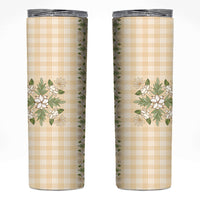 Melemele Ahiahia Hawai'i Palaka Squares Maile Leaf Skinny Tumbler Flowers Hawaiian Quilt Patterns LT9 Pastel Yellow - Polynesian Pride