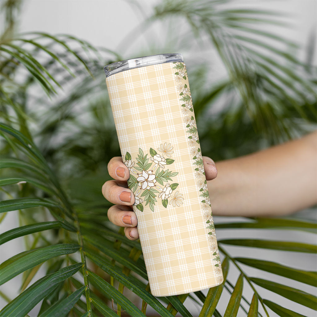 Melemele Ahiahia Hawai'i Palaka Squares Maile Leaf Skinny Tumbler Flowers Hawaiian Quilt Patterns LT9 - Polynesian Pride